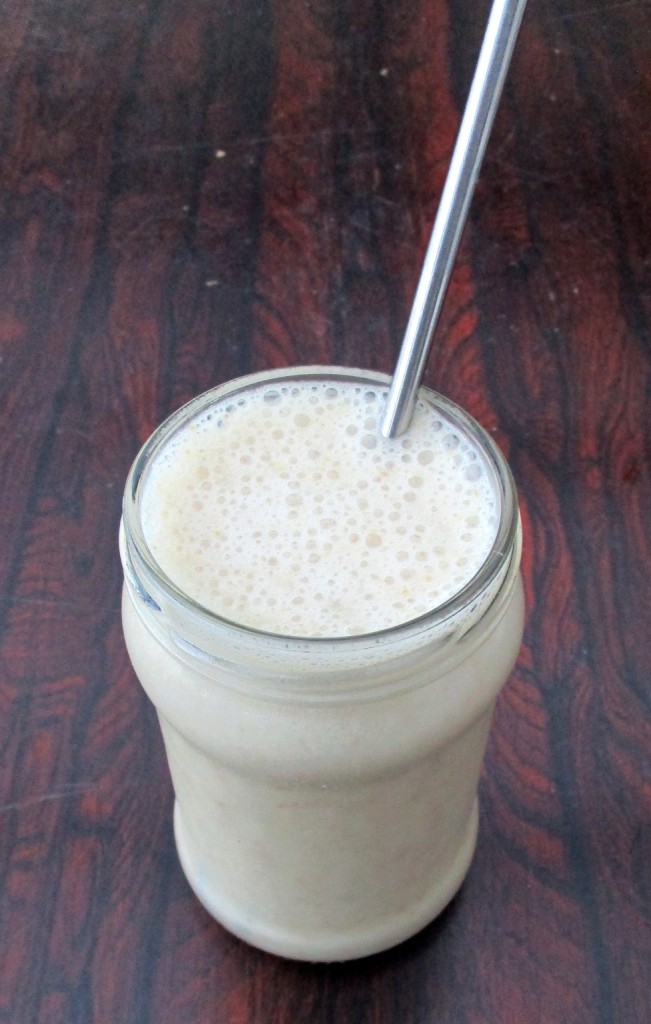 veganistische milkshake banaan vegan lactosevrij suikervrij sojavrij